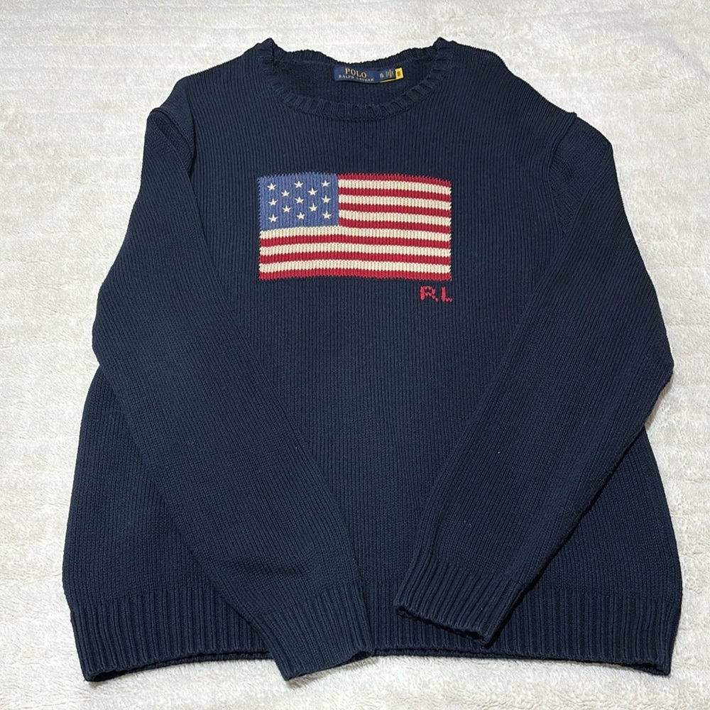 Ralph Lauren Navy Sweater with American Flag